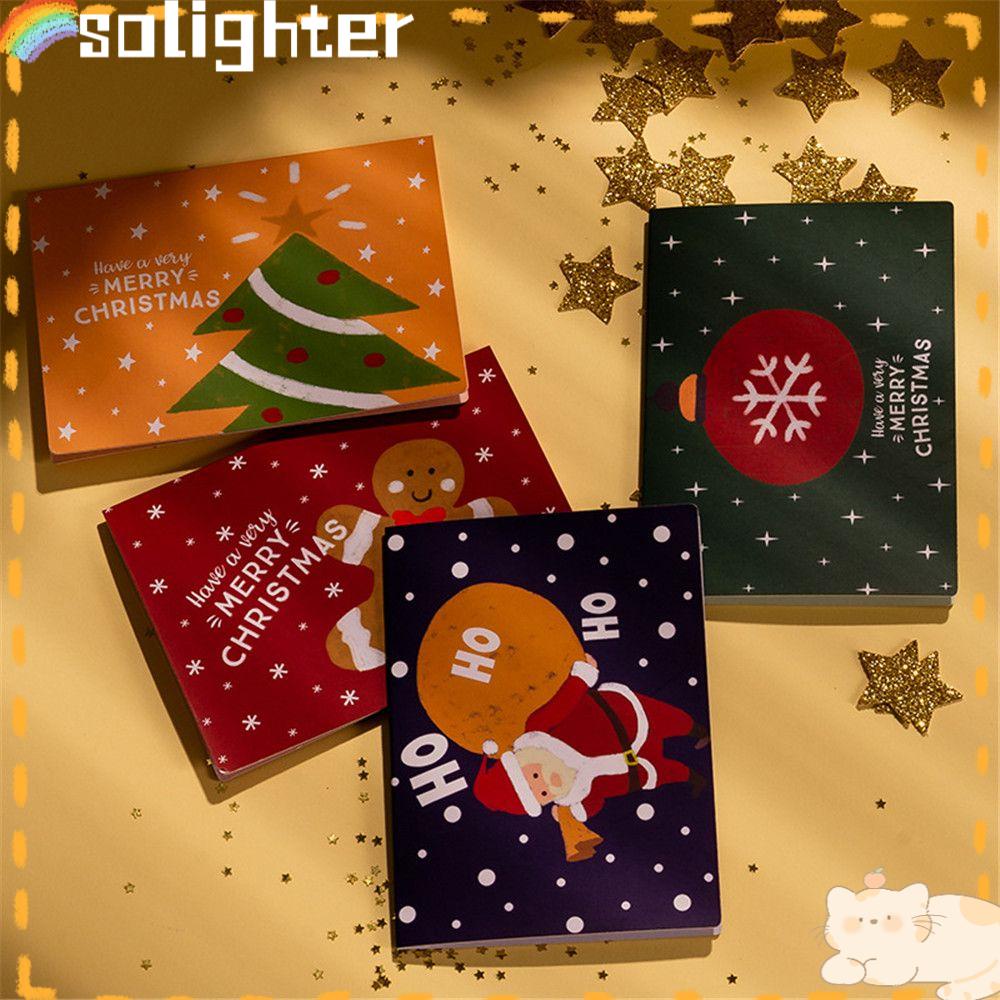 Solighter 6set Kartu Ucapan Natal Perlengkapan Pesta Stiker Kartu Pesan Harapan Ulang Tahun Pernikahan