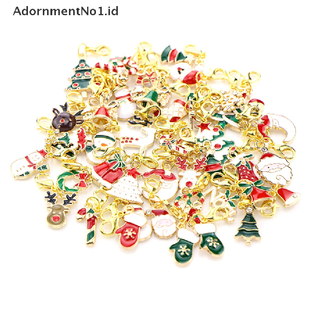 [AdornmentNo1] 5/15pcs Manik-Manik Natal Enamel Campuran Menjuntai Ch Liontin Dengan Lobster Clasp Gantungan Kunci Untuk DIY Gelang Kalung Perhiasan Fingingings [ID]