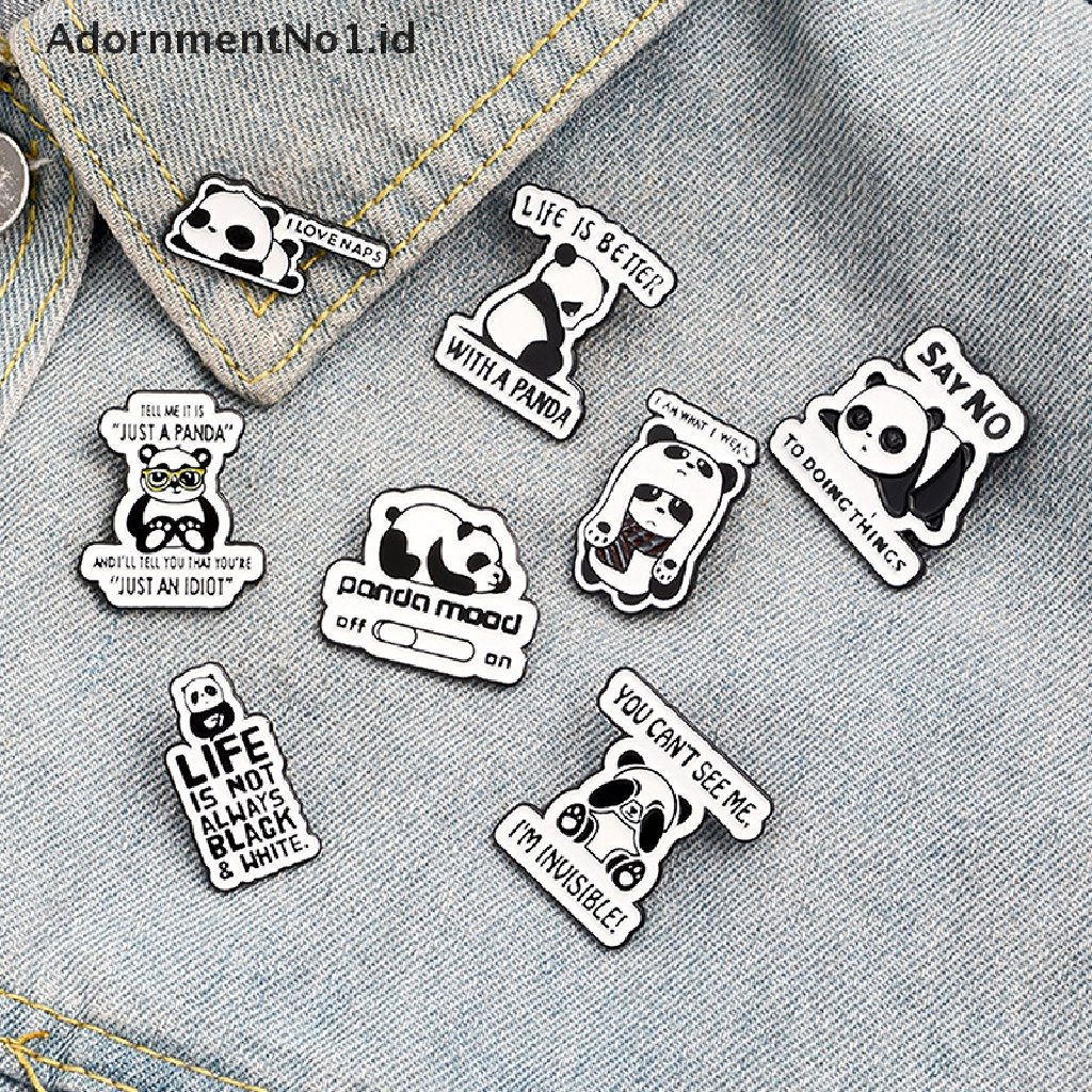 [AdornmentNo1] Kartun Lucu Malas Raksasa Panda Bros Lencana Enamel Ransel Lapel Enamel Pin Hadiah [ID]