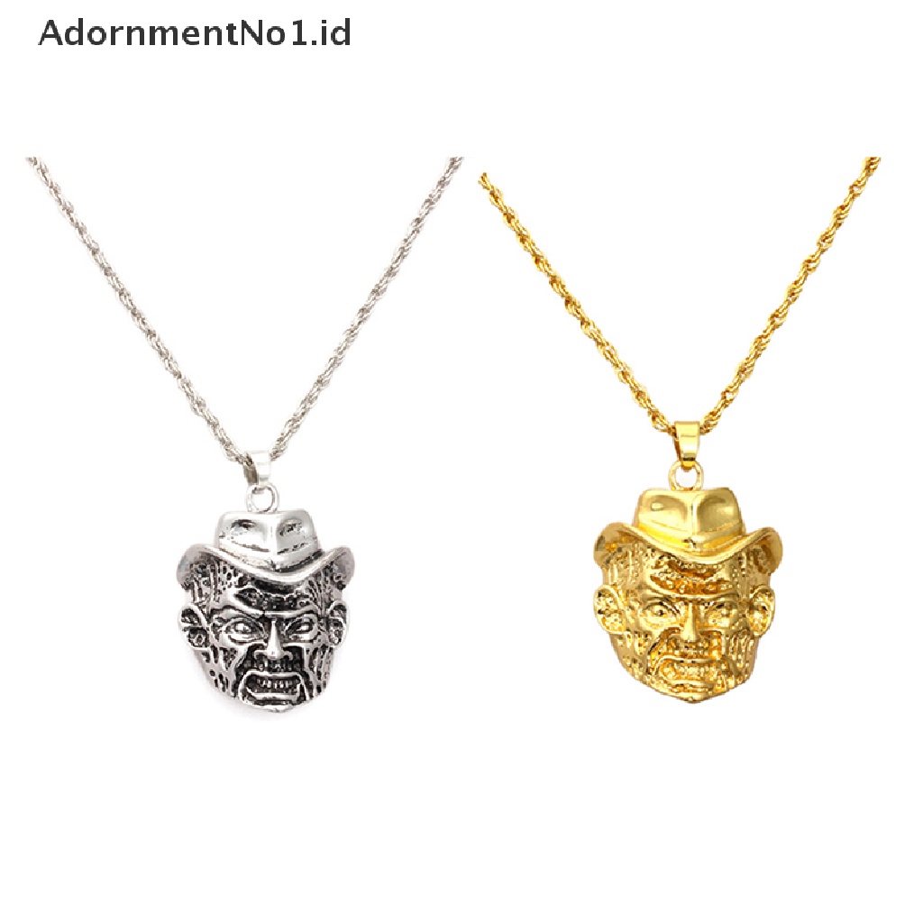 [AdornmentNo1] Punk Hip Hop Huruf Kepala Singa Kalung Badut Berlian Imitasi Rantai Liontin Necklaces [ID]