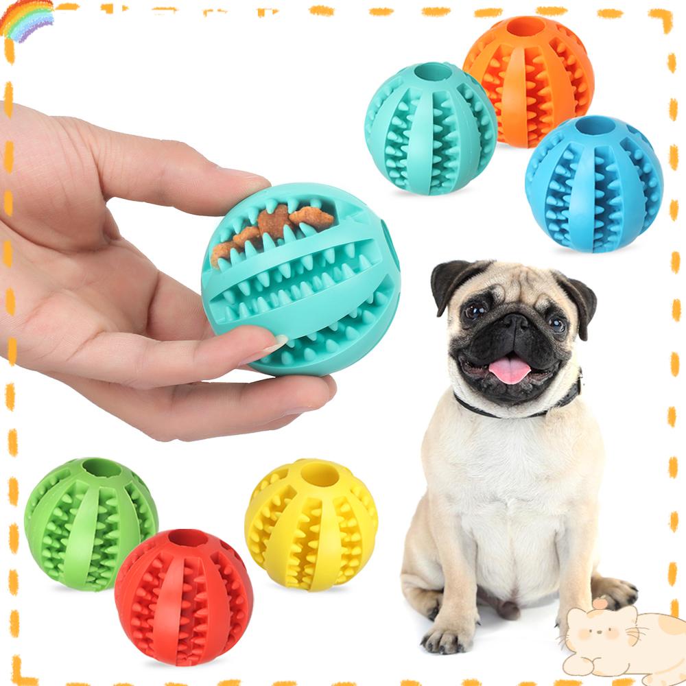 Solighter5/6cm Dispenser Makanan Elastisitas Bola Karet Tangguh-Treat Ball Mainan Bermain Anak Anjing