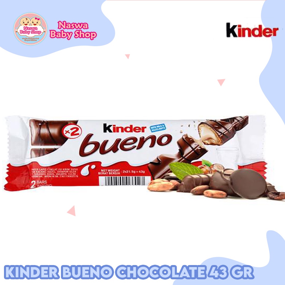 

Kinder Bueno Wafer Cokelat Krim Susu & Kacang Hazel 43g