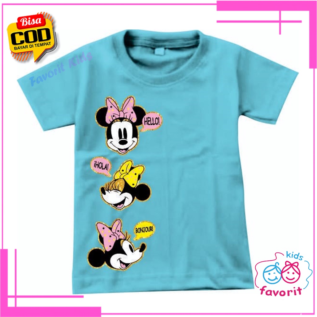 Baju kaos atasan motif kartun anak perempuan lengan pendek
