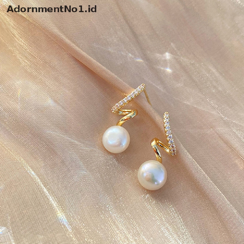 [AdornmentNo1] 1pasang Ins Gaya Korea Bersinar Fashion Anting Mutiara Wanita Berlian Imitasi Anting Mutiara Perhiasan Sederhana Earrings Ladies Decoration [ID]