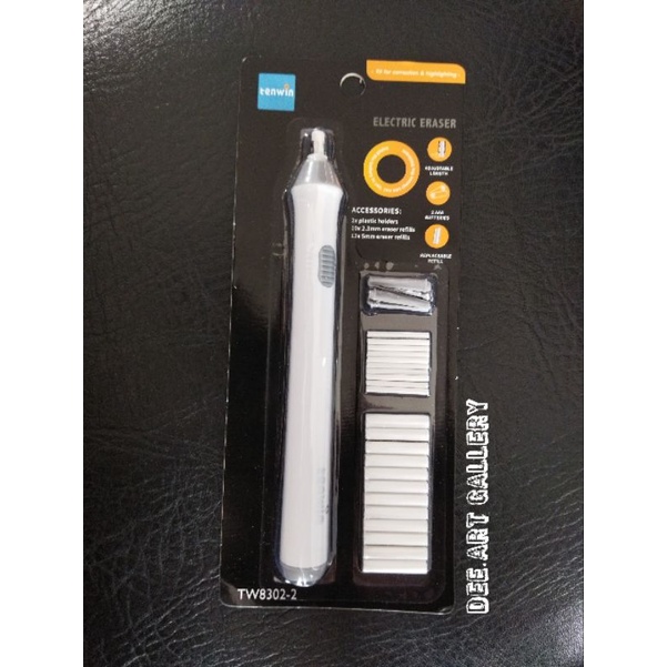 ELECTRIC ERASER PENGHAPUS PENCIL ELEKTRIK - TENWIN 8302WT-Warna Putih