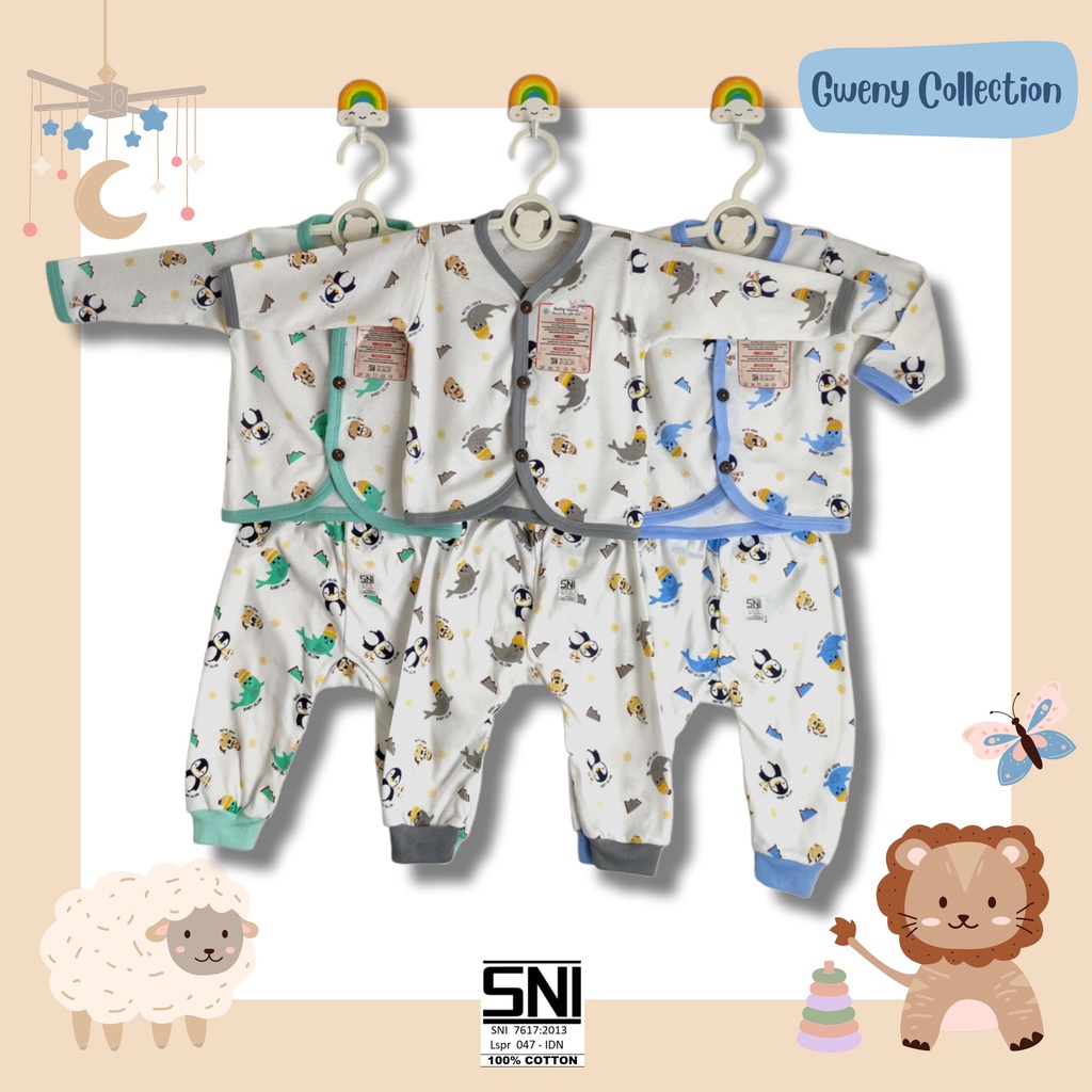 SETELAN BABY GLOW BAYI TANPA LENGAN/LENGAN PENDEK/LENGAN PANJANG MOTIF ARTIC UNISEX 3-12 BULAN