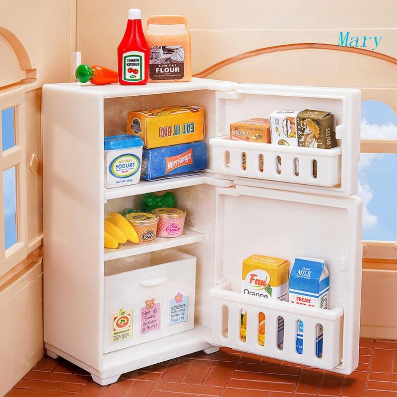 Mary 4in Model Freezer Realistis Kulkas Rumah Boneka Miniatur Kulkas Preschool &amp; Pretend for Play Toy for Toddler Gi