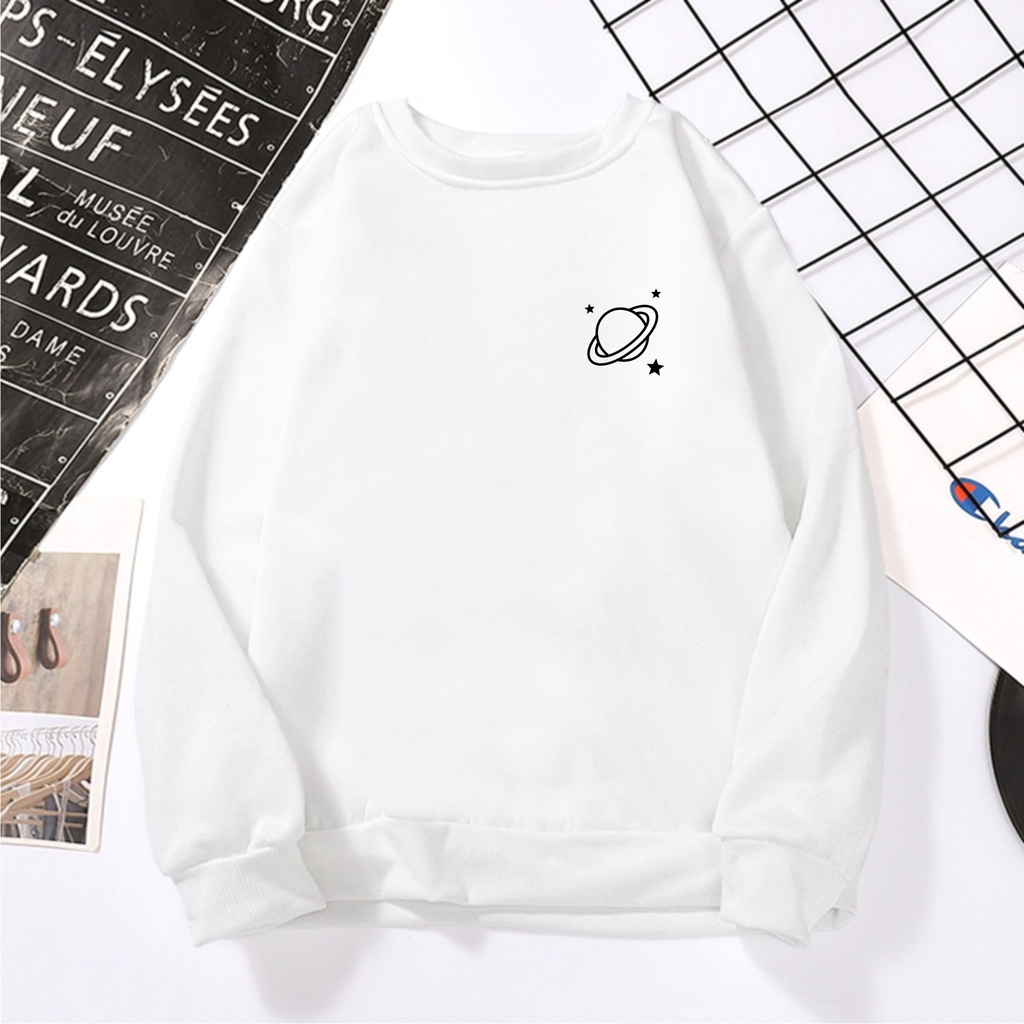 FenishaStore Sweater Crewneck Oversize Wanita Planet Uranus Size M-L-XL-XXL Bisa Bayar Ditempat COD