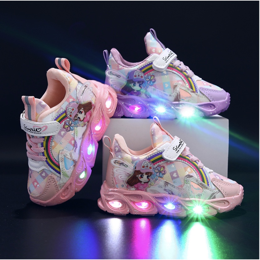 babyfit FLORSCENT RIO sepatu lampu anak perempuan led shoes import gs-0120