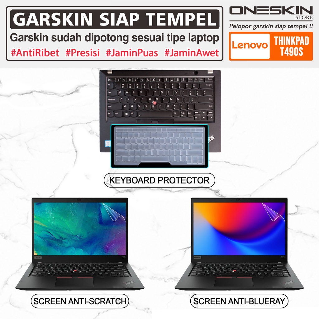 Garskin Sticker Laptop Pelindung Screen Keyboard Protector Lenovo Thinkpad T490s Gambar Full Body Silikon Bening Glossy Doff Anti Blueray Tpu Cooskin