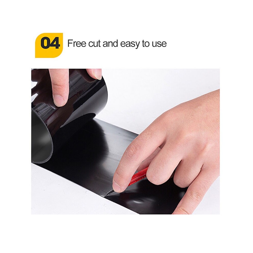 Flex Tape 4 inch x 1,5 Meter Lakban Anti Bocor Bagus Super Kuat Anti Air Solatip Perekat Lem Penambal Ajaib Solatip Pipa Kaca Bocor Waterproof Rubberized 4&quot; X 1,5 M Solasi Ajaib Lem Kran Selotip Serbaguna Murah - Lakban Hitam / Putih