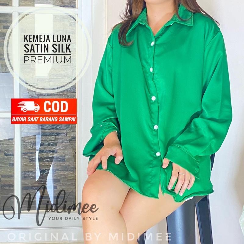 (COD)KEMEJA KUE KOREA STYLE/BAJU ATASAN WANITA OVERSIZE BAHAN SATEN PREMIUM/BLOUSE WARNA WARNI