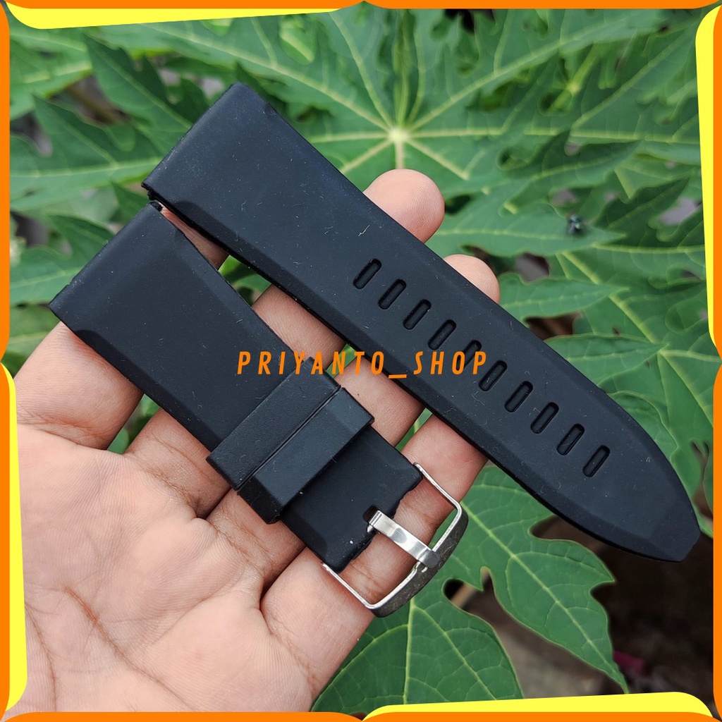 Tali Jam Tangan Karet Rubber Hitam 28mm Berkualitas