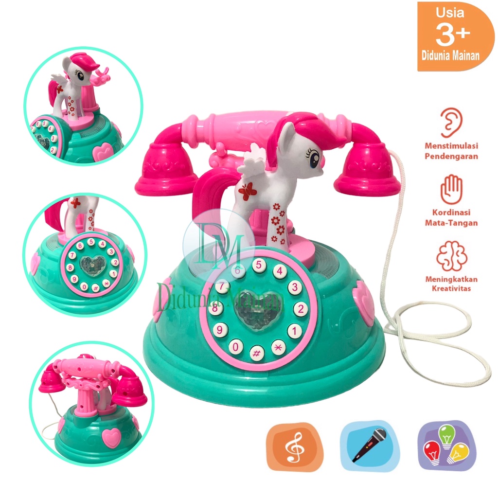 Mainan edukasi anak telepon musik kuda pony rotary phone unicorn