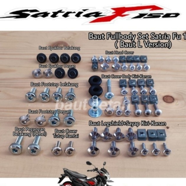 Baut Full Body Satria Fu Versi Baut L/Baut Full Set Body L Satria Fu