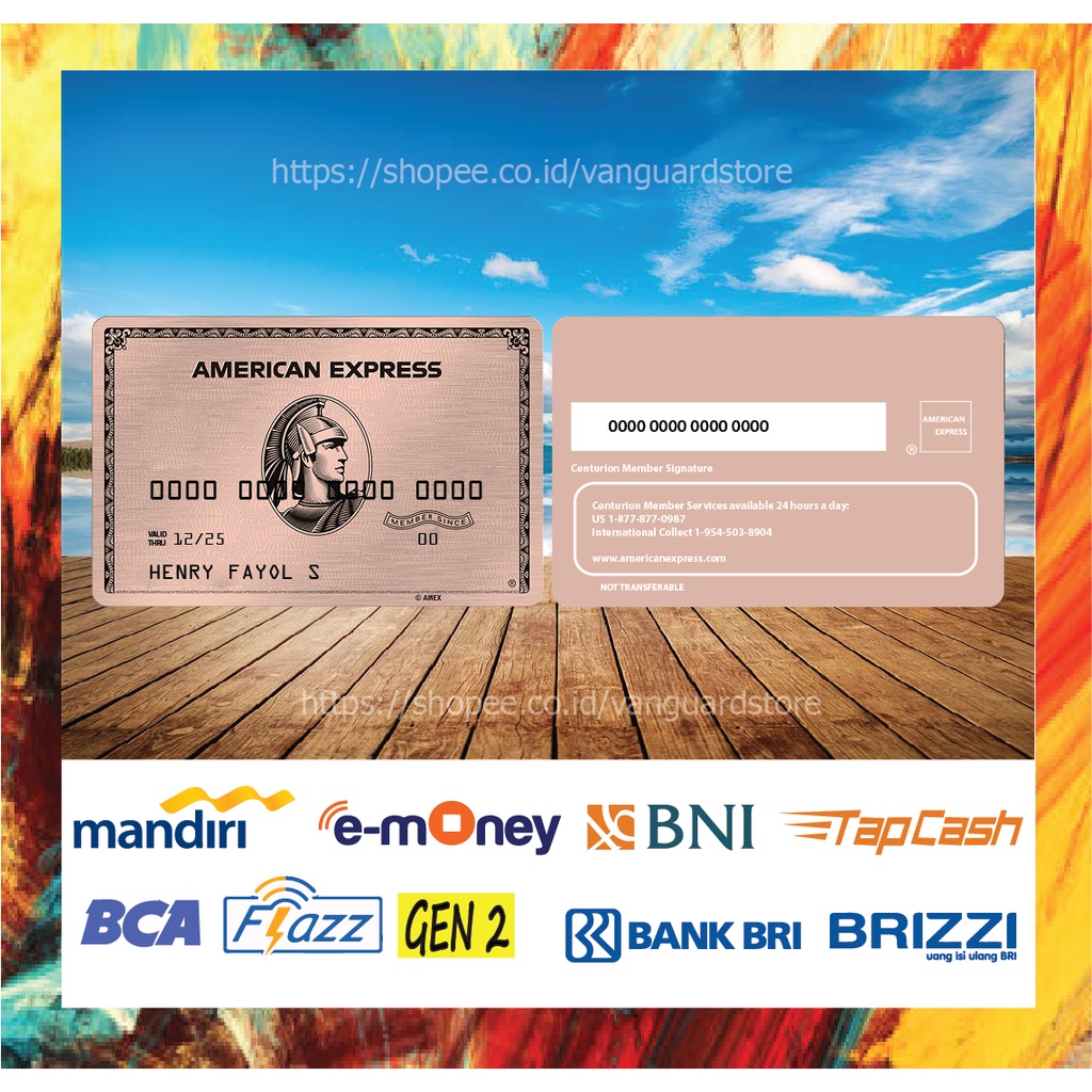 KARTU E MONEY E TOLL KARTU AMERICAN EXPRESS PINK DEBIT CREDIT EMONEY MANDIRI FLAZZ BCA BNI TAPCASH BRIZZI BRI - 2 SISI