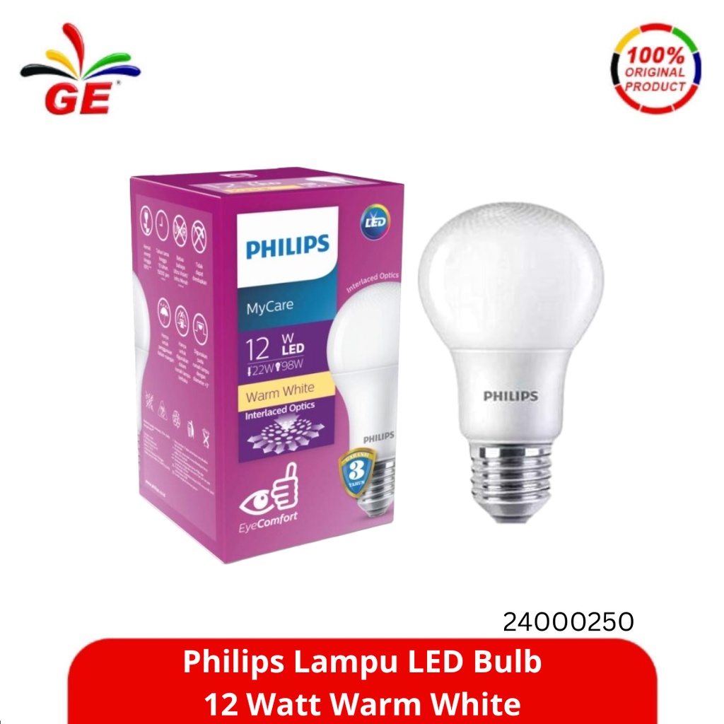 PHILIPS - Lampu LED Bulb 12 Watt Warm White 24000250