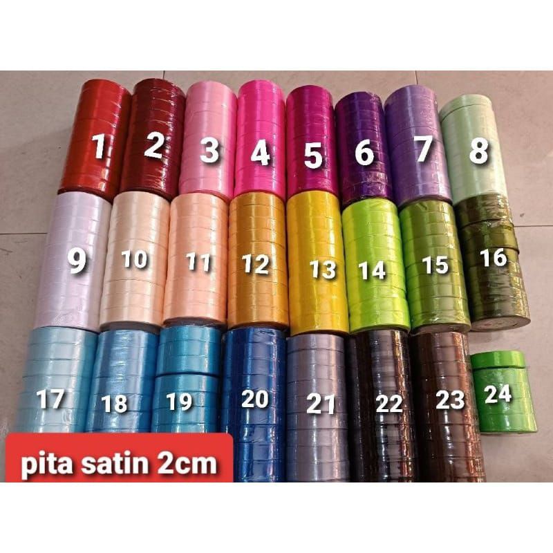 

Pita Satin Warna 2 cm Pita Kado Hampers Pita Kado Hias Buket Per Rol Pita Satin Kain 2 Cm Hampers