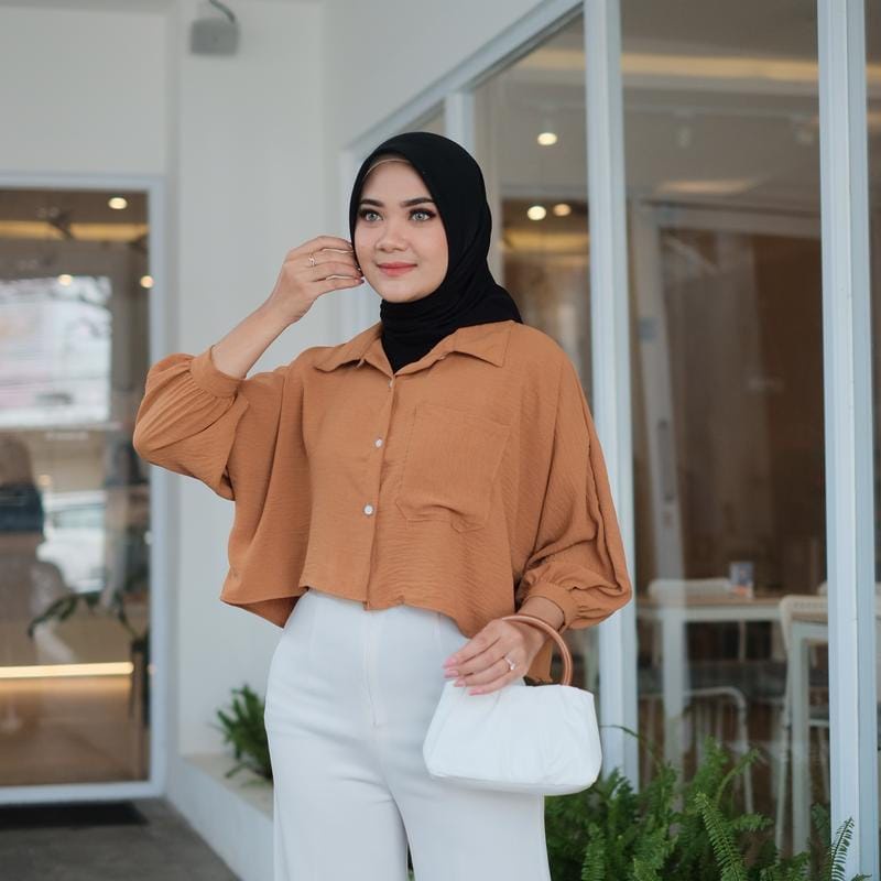 CRENKLE MALVINA KEMEJA CROP TOP AIRFLOW BAJU ATASAN WANITA