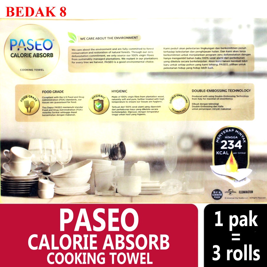 Paseo Calorie Absorbs Cooking Towel 3 Roll/ Kitchen Towel/Tissue Dapur