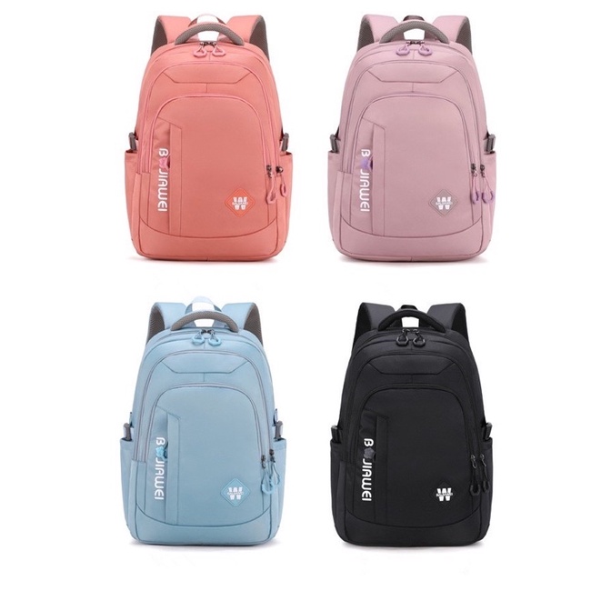 Tas ransel anak polos Baijiawei tas ransel laptop tas sekolah anak perempuan backpack wanita tas ransel anak perempuan weibo