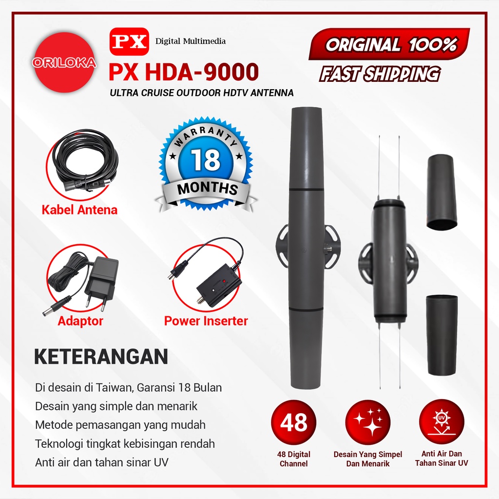 PX HDA-9000 Antena TV Digital Outdoor / Indoor - Garansi Resmi PX