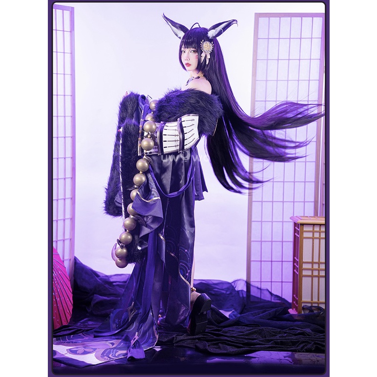 PRE-SALE UWOWO Game Azur Lane IJN Musashi Kimono Fox Cosplay Costume Kimono Outfit Full Set