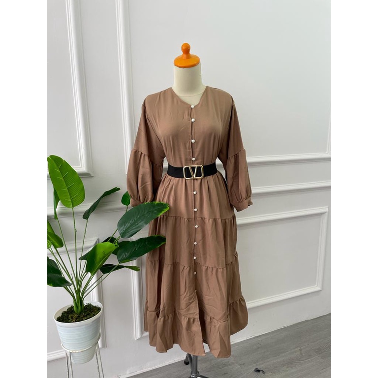 OCHA MIDI DRESS FULL KANCING  MIDI DRESS TUNIK BALON BUSUI BUMIL GROSIR ECER MUSLIM