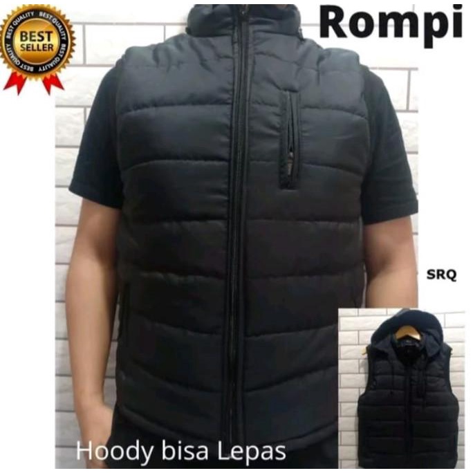 Jaket Rompi Pria dan Wanita Kupluk Hoodie Ada Kantong Dalam Anti Angin