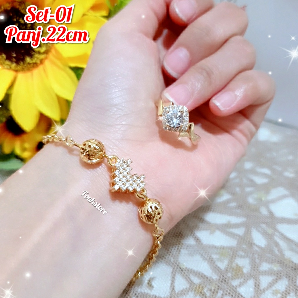 Perhiasan wanita SET GELANG GRATIS CINCIN CANTIK/ANTI ALERGI