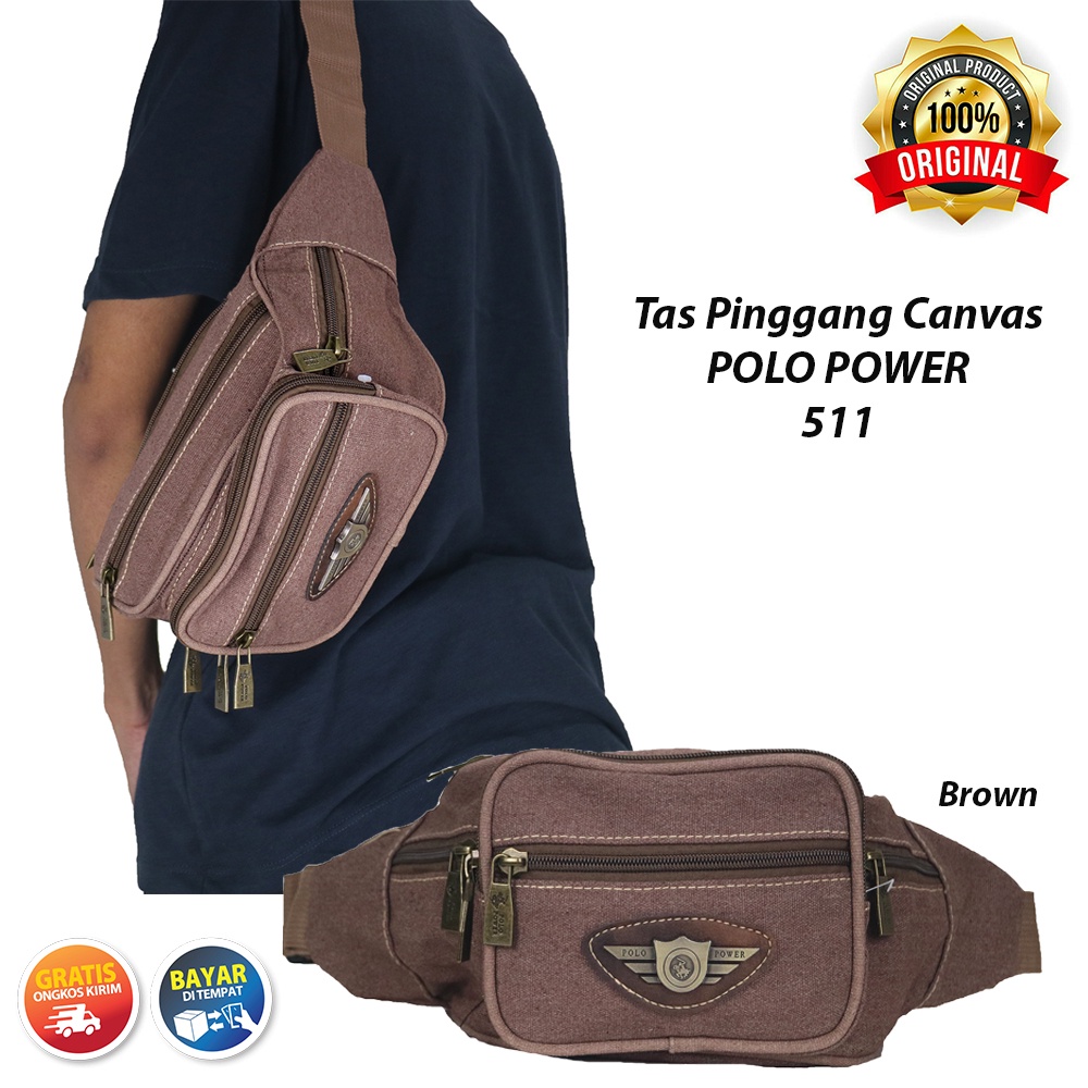 Tas Pinggang Kanvas Pria POLO POWER Waist bag Canvas Import Tas Slempang Import Pria Sling bag Fashion Korea Waterproof