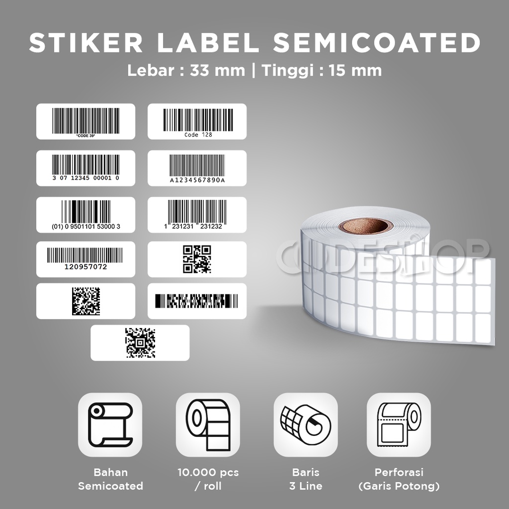 Semicoated 33X15 Semicoated 3 Line Printer Thermal Transfer