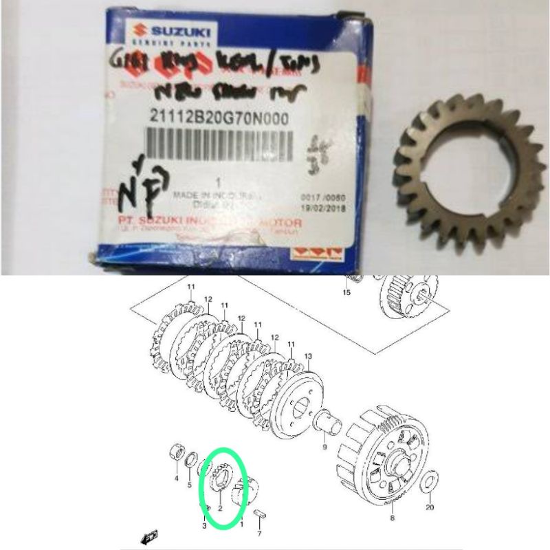 Ger gear gigi primer gear primary drive suzuki shogun KECIL 125 SP FL SP FD ARASHI ORI SGP