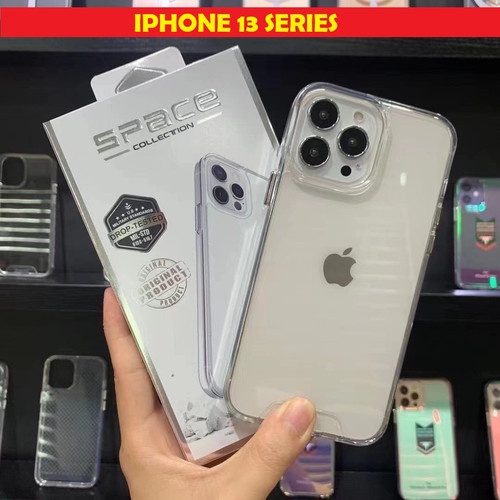 SPACE ORI CLEAR Crystal iPhone 14 14+ 12 Pro Max 11 11Pro 11Promax 13 13Pro 14 Pro 14Promax 13 Promax 13 Mini Hardcase Back Plastic Acrylic (Military Drop Tested) Original Anti-Yellow Super Grade Protection Hard With Soft Bumper Case Natural 4G 5G Plus