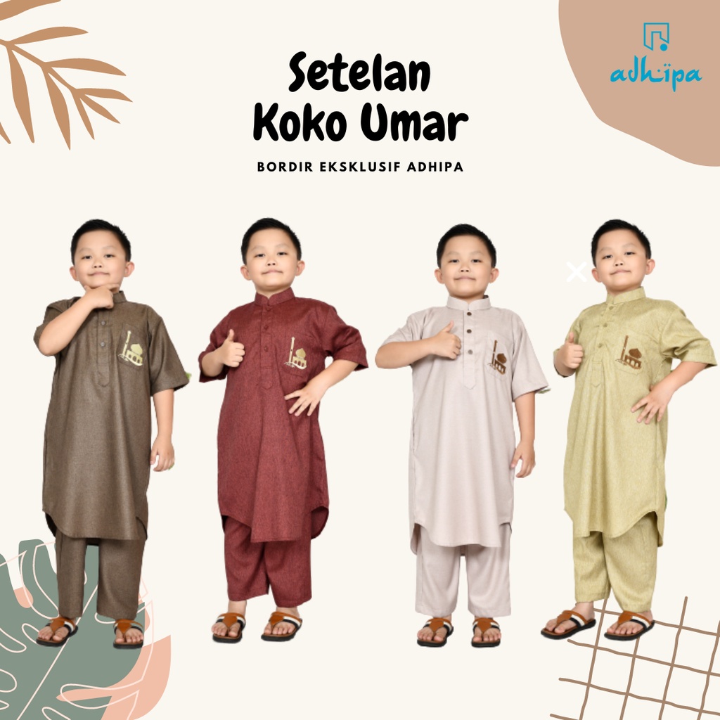 Setelan Koko Anak muslim laki-laki bordir mesjid by Adhipa