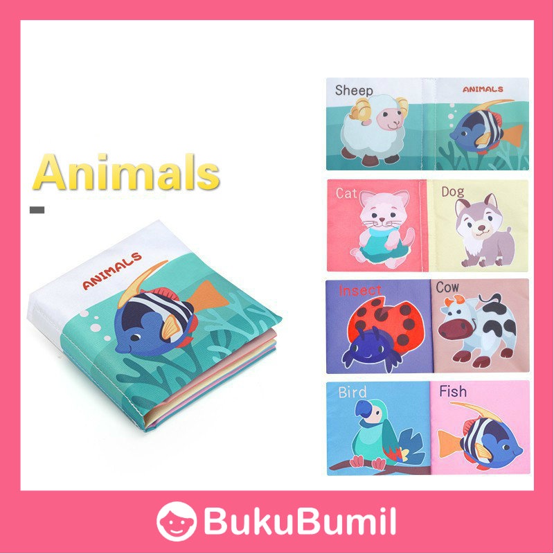 LUGO Baby Toys - 6pcs/set Buku Kain Anak Soft Cloth Book Bayi Baru Lahir 0-12 Bulan Mainan Edukasi U
