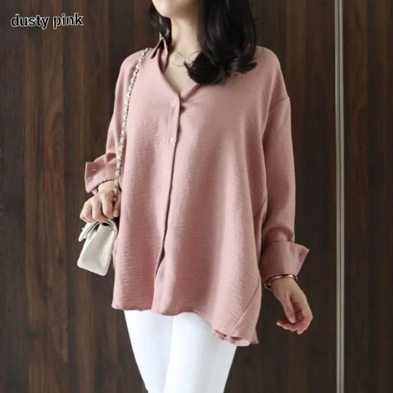 BLOUSE CRINKLE / KEMEJA CRINKLE / KEMEJA KERJA / ATASAN WANITA / KEMEJA CRINKLE OVERSIZE