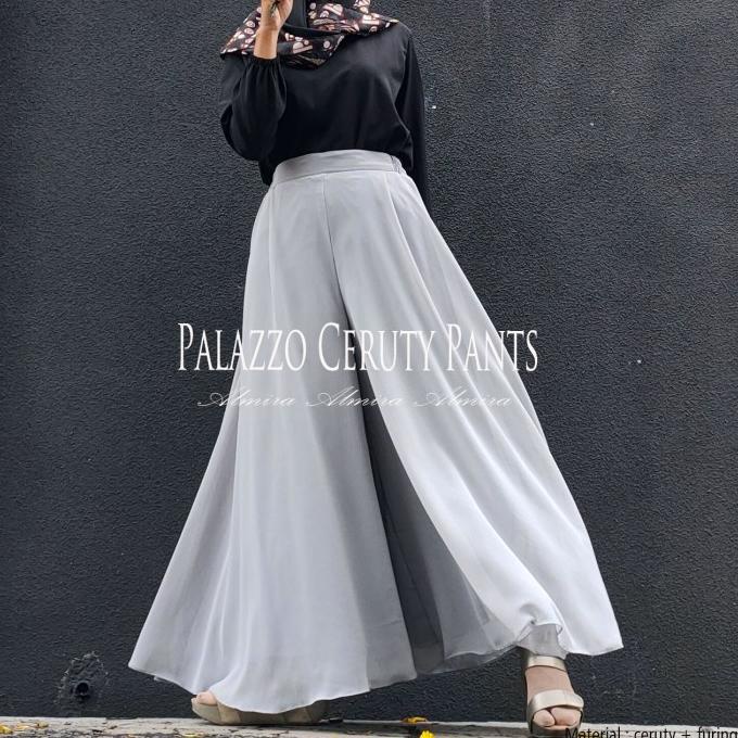 Celana panjang Kulot Wanita Muslimah Palazzo Sifon Chiffon Ceruty