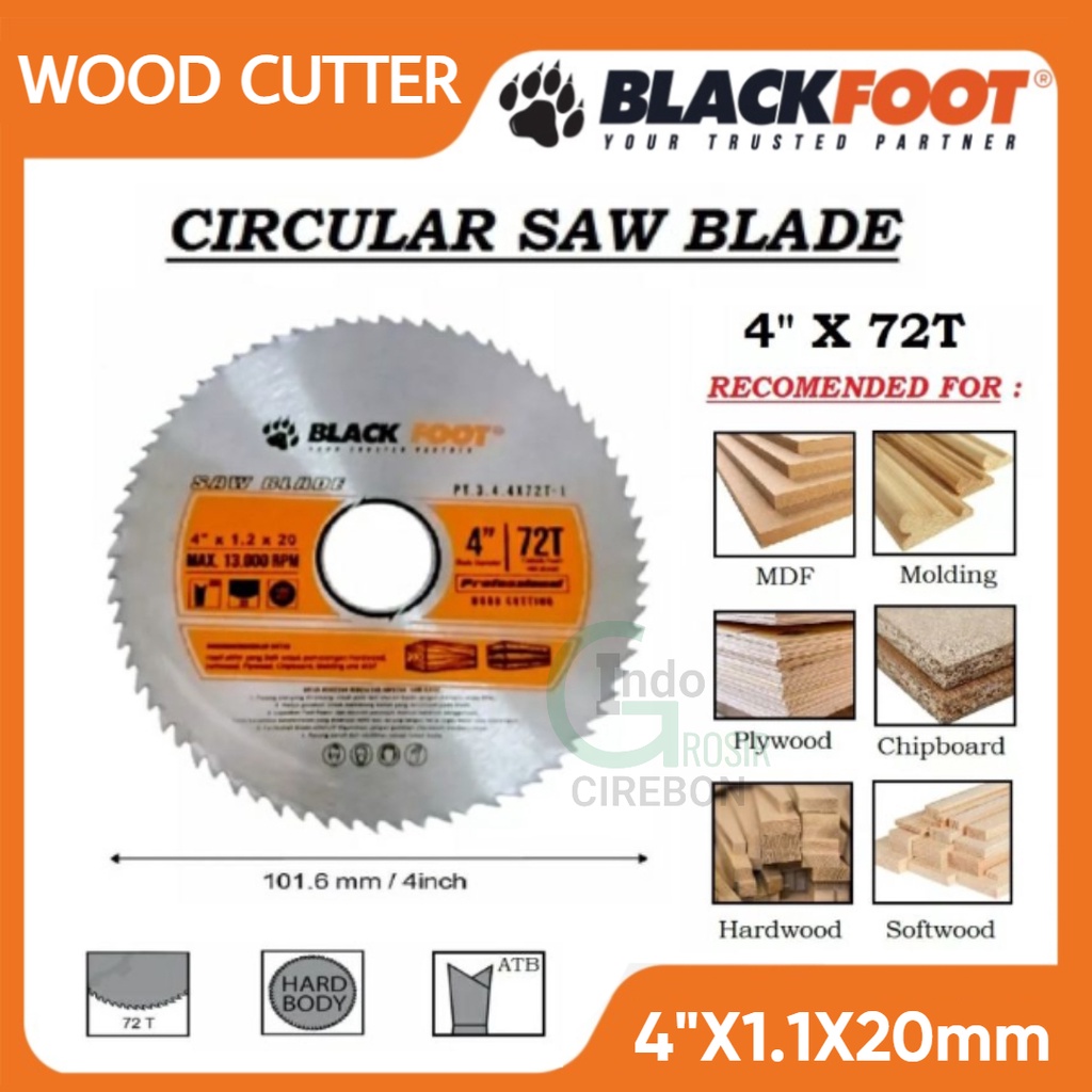 BLACKFOOT Mata Circle 4&quot; × 72T Mata Potong Kayu 4 inch Circular Saw Blade