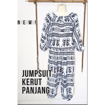 Jumpsuit Pendek dan Panjang Lengan Panjang Celana Panjang / Lengan Pendek Celana Pendek Bahan Rayon Motif Asmat Ethnic