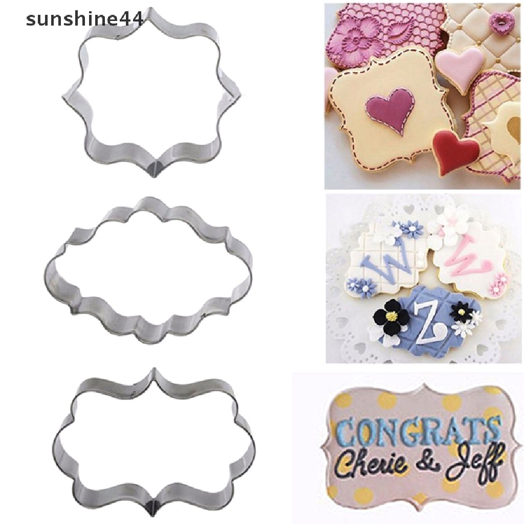 Sunshine Cetakan Biskuit Gula Stainless Steel Kue DIY Oval Persegi Persegi Persegi Panjang Cookie Mold.