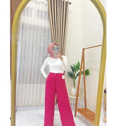 HOT CELANA KULOT CRINKLE HIGHWAIST FUSCHIA