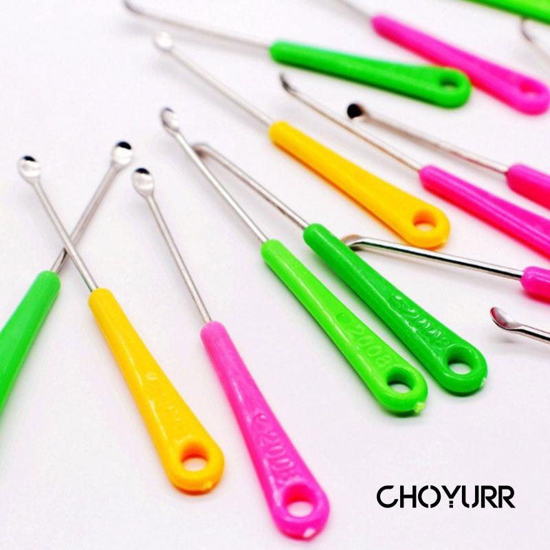 【COD】Korek Kuping Besi Gagang Plastik Berwarna Pembersih Telinga Stainless Steel Perawatan Telinga Pembersih Telinga Spiral Set Alat Pembersih Telinga Ear Pick-CH