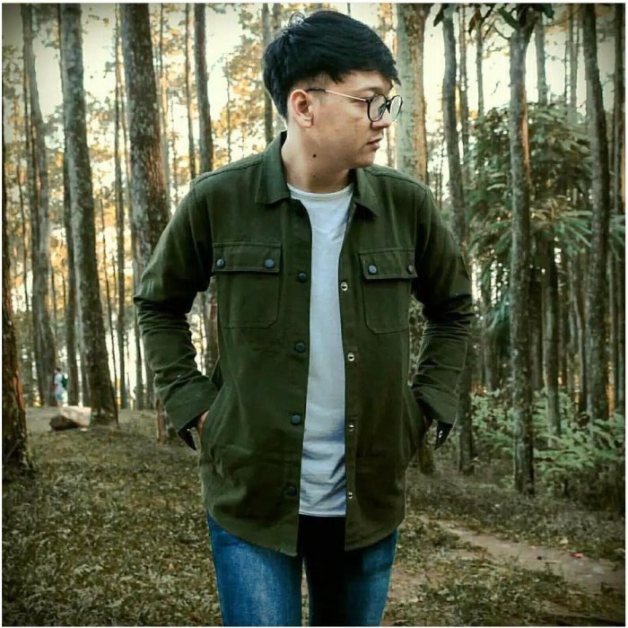 jaket pria JAKET SEMI PARKA ORIGINAL//JAKET TRUCKER//JAKET KANVAS//JAKET PRIA - ARMY, M(M4N9) Termur
