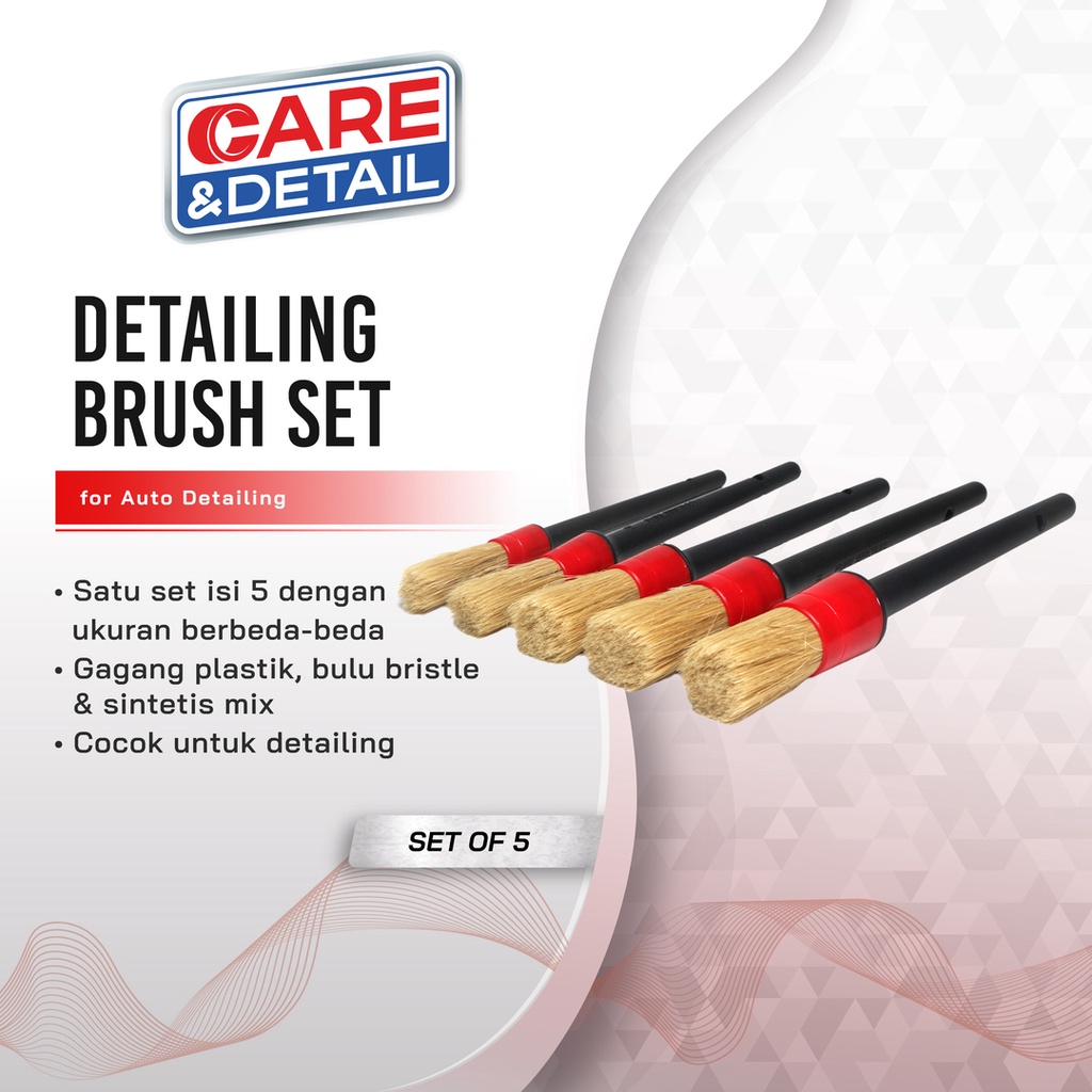 DETAILING BRUSH SET | Isi 5 Kuas Sikat Mobil Motor Eksterior Interior Kuas Detailing Salon Mobil