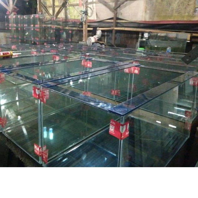 aquarium 60x30x35 + sekat kaca+ dop 4pcs
