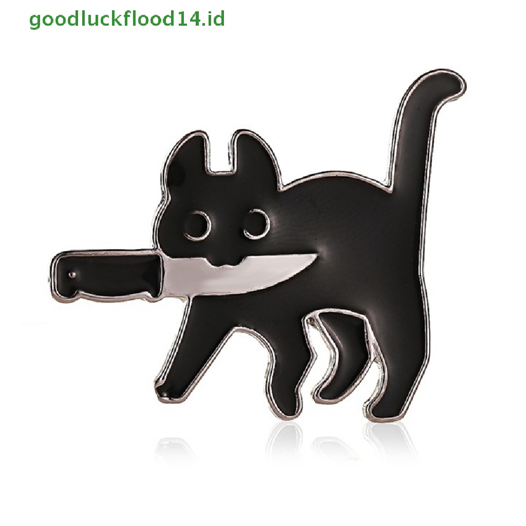 [GOOGFOUR] Kartun Kreatif Kucing Hitam Pemodelan Pop Enamel Pin Kerah Lencana Bros [TOP]