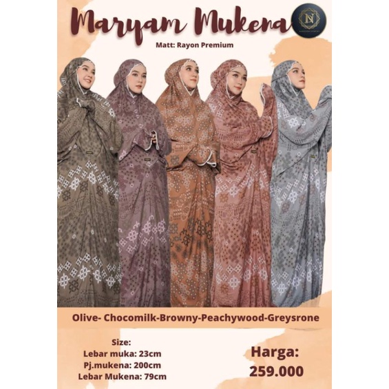 MARYAM MUKENA 《 MUKENA RAYON 《 NADHEERA LUXURY