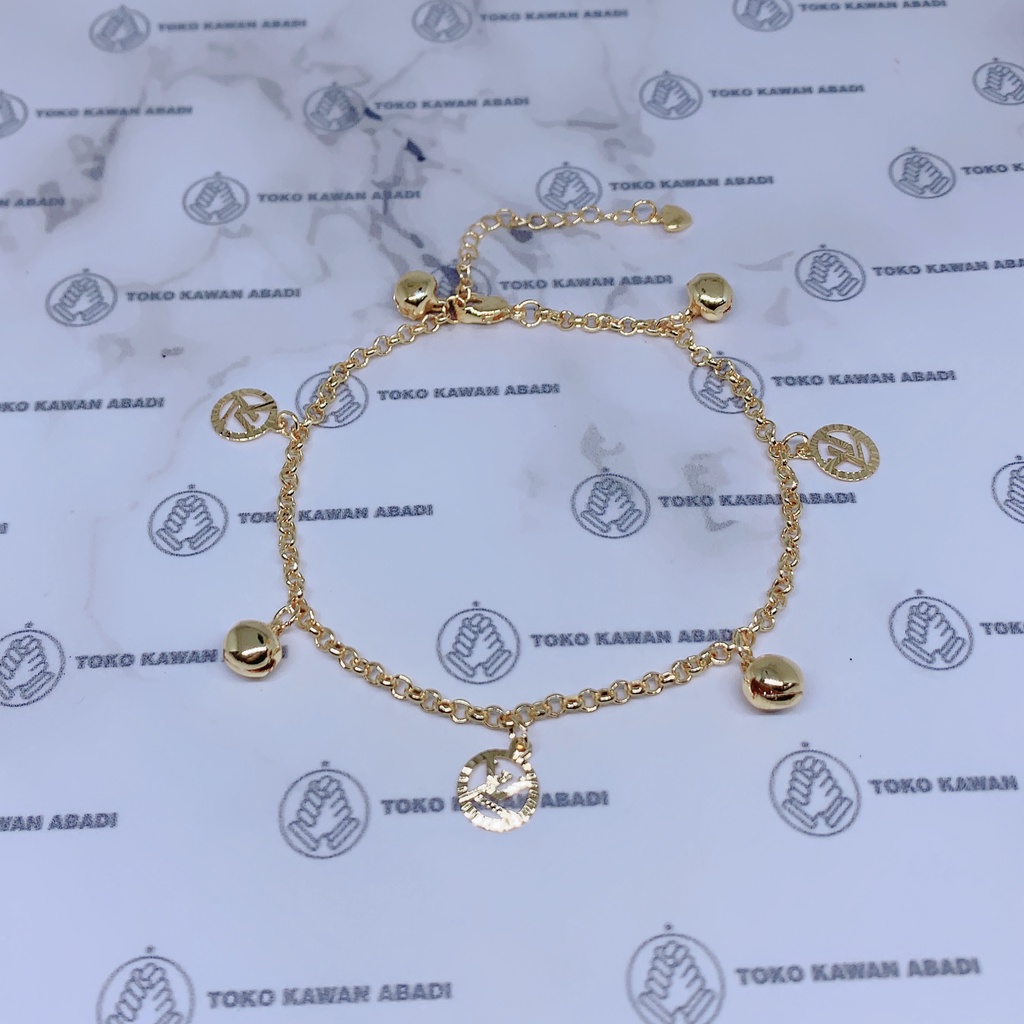 Xuping Gold Gelang Kaki Wanita Dewasa Motif Rantai CH Anti Karat Terbaru *10