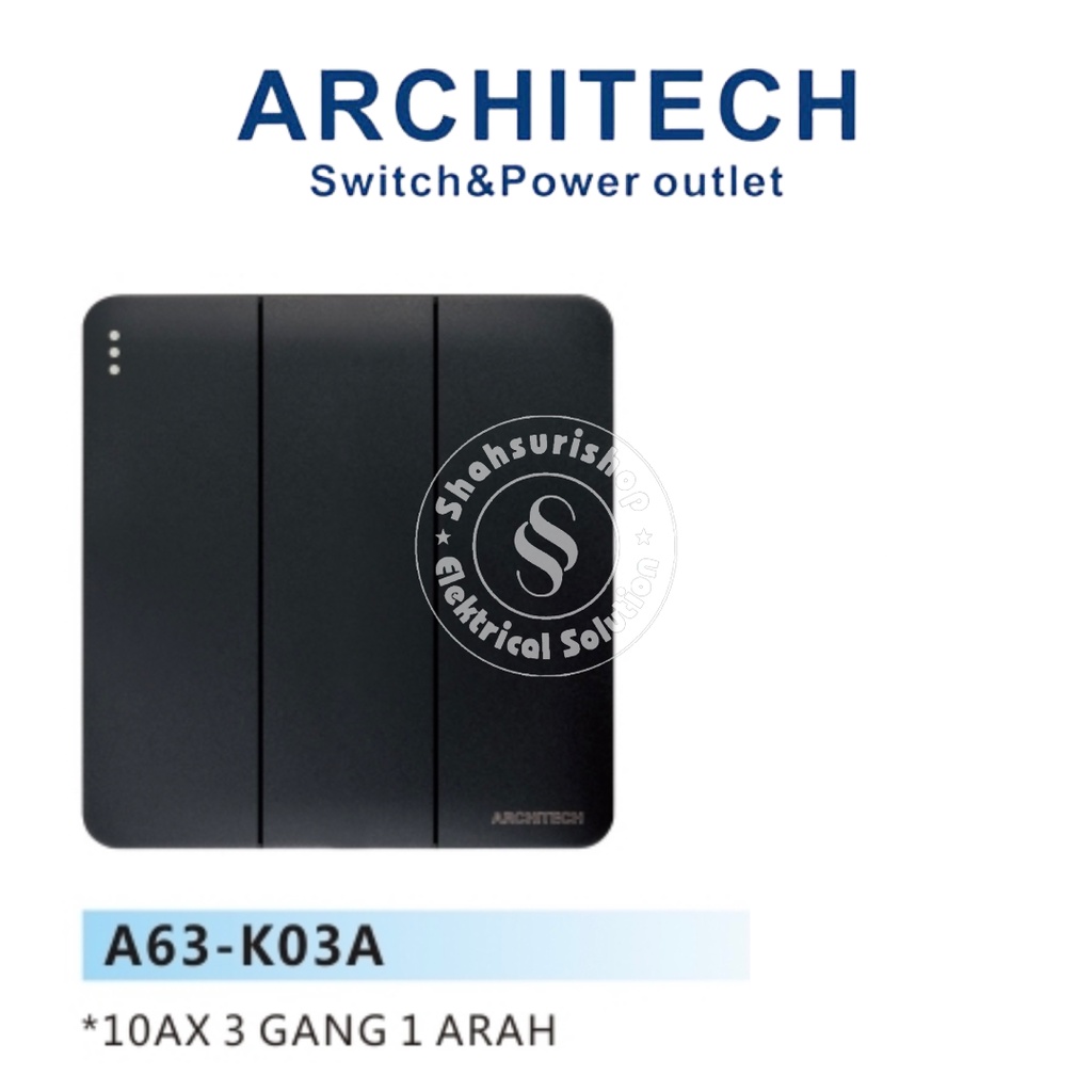 ARCHITECH SAKLAR ISI 3 3 GANG 1 ARAH INFINITY BK A63-K03A HITAM